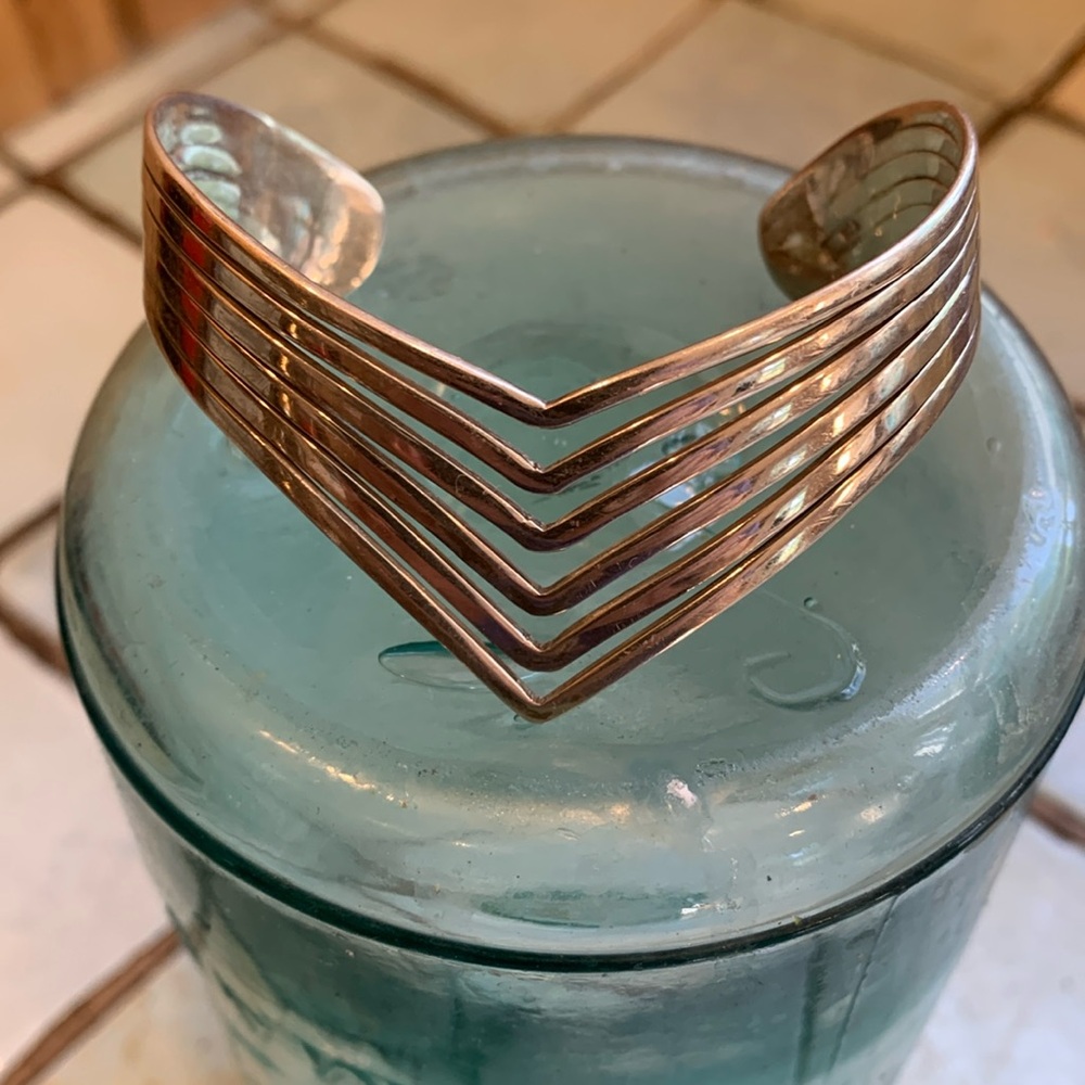 Vintage 70’s silver open work bangle with 925 stamp.